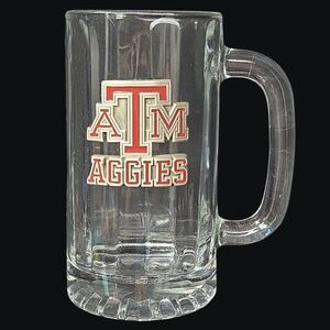Texas A&M Aggies Clear Glass Stein/Mug With Red Pewter/Metal University Logo